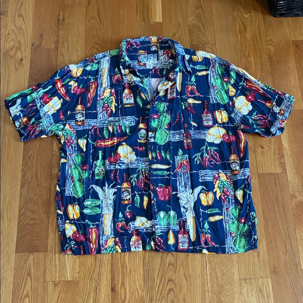 Big Dogs Navy Tropical Print Short-Sleeve Button Down Shirt